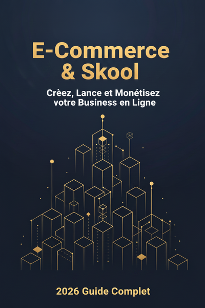 Couverture de l'ebook E-Commerce & Skool : créez, lancez et monétisez votre business en ligne en 2026